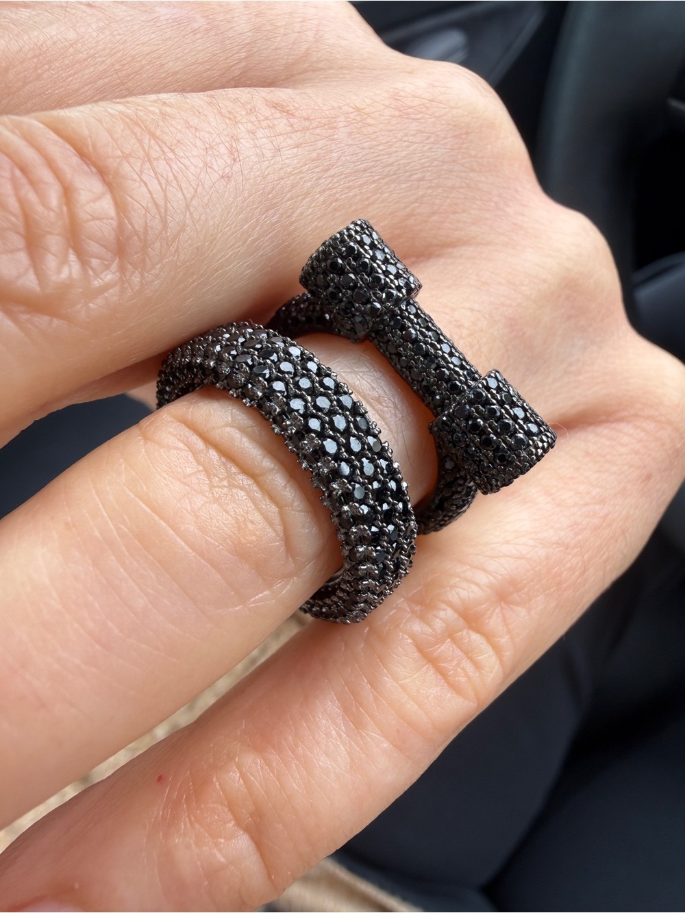 Black Pavé Ring Set - Luxury Statement